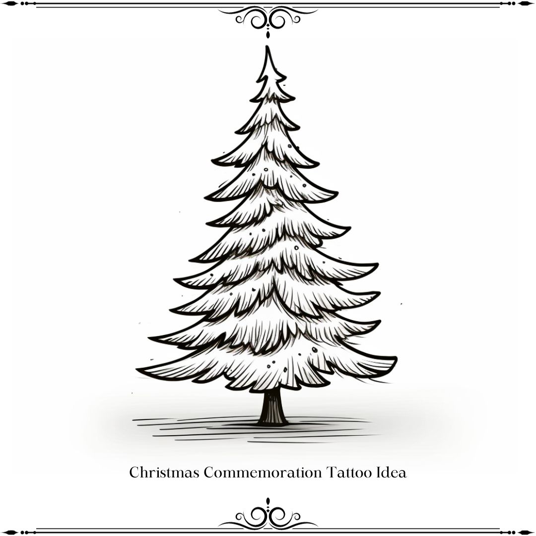 christmas commemoration tattoo idea of a christmas tree